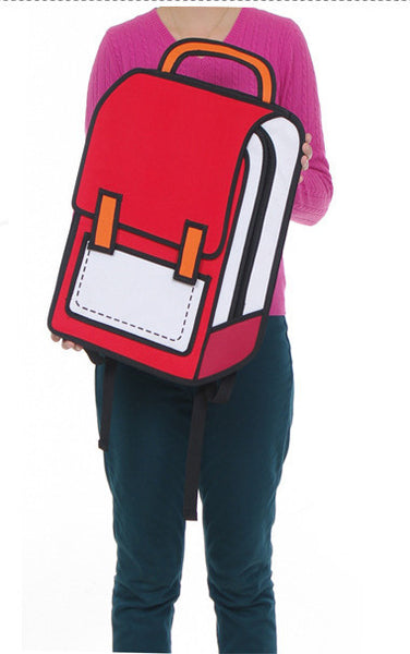 2D Block Cartoon Backpack Red