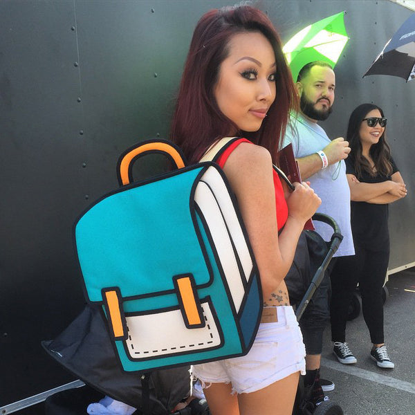 2D Block Cartoon Backpack Aqua