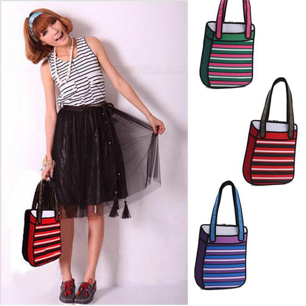 Stripey 2D Messenger Bag