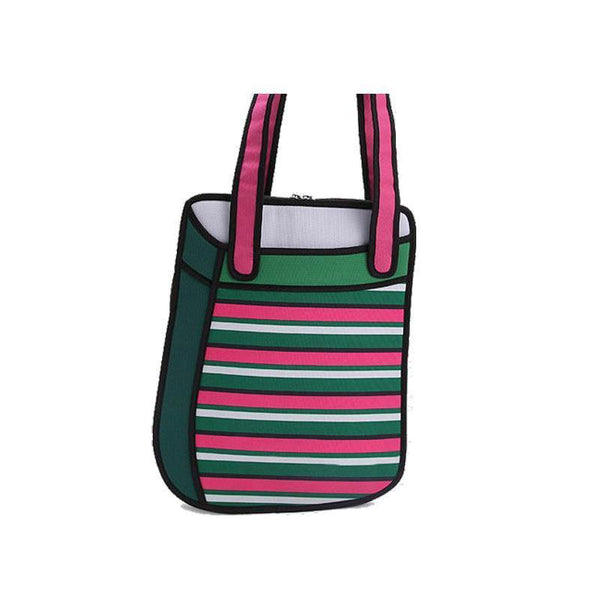 Green Stripey 2D Messenger Bag