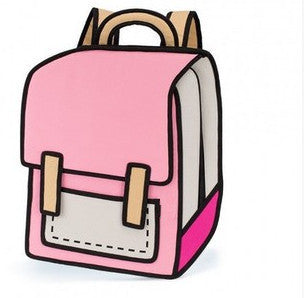 2D Block Cartoon Backpack Pink