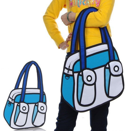 2D Cartoon Kangaroo Purse Blue