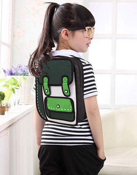 Green Kid Size Bold 2D Backpack