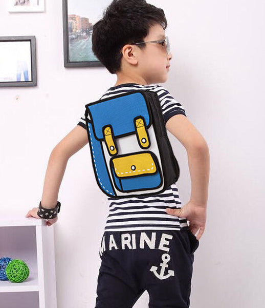 Blue Kid Size Bold 2D Backpack